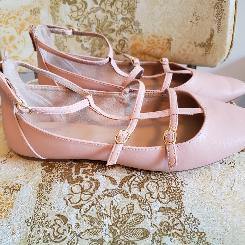 Old Navy Gladiator Ankle Strap Zip Pointy Toe Flats
